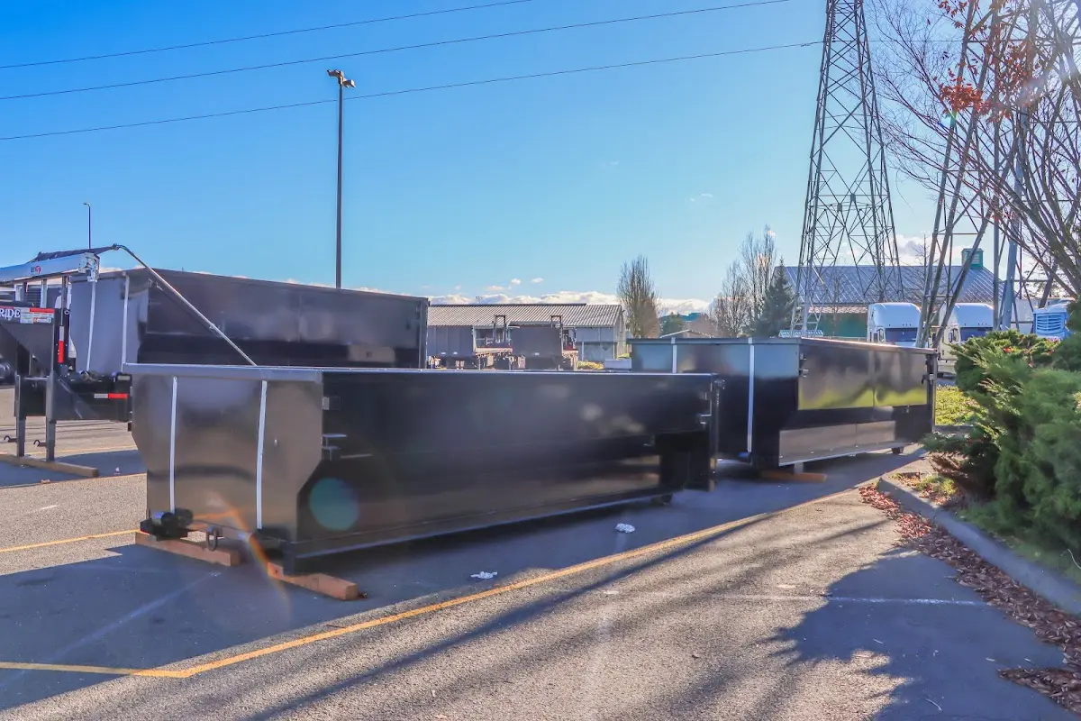 Roll-off dumpster ready for waste disposal at job site for Construction Dumpster Rental in Jennings